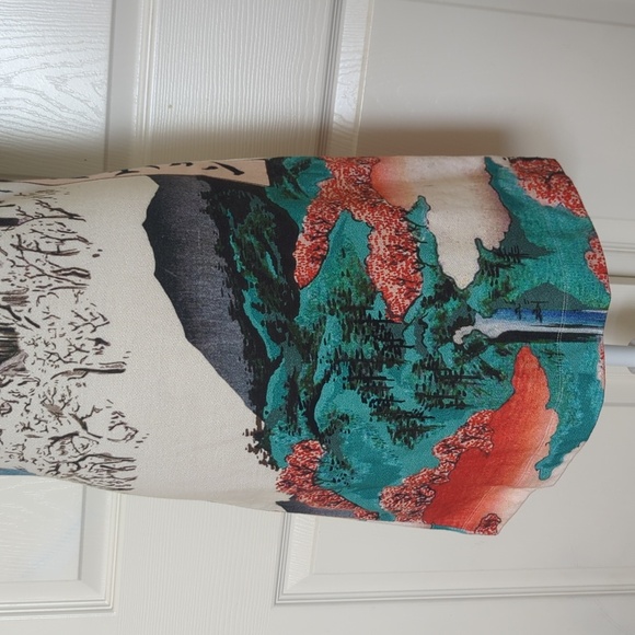 Carven Shirt Sleeve Japanese Multicolor Artistic Print Dress - Picture 3 of 8